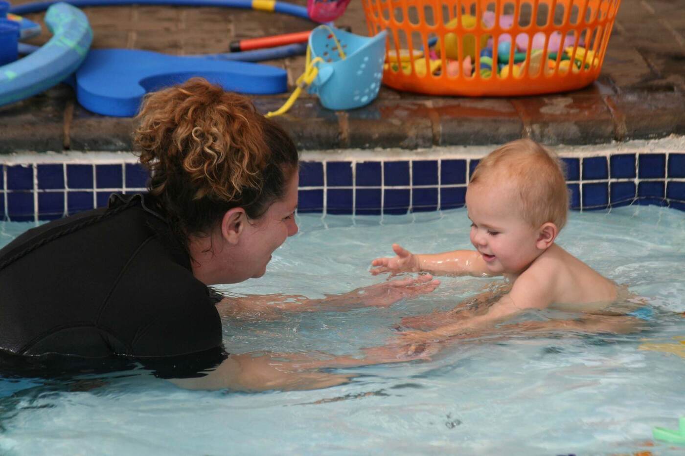 Lizette Botha and Jean Fouace, co-founders of Amphibies Babies Africa, at a Kiddies Aqua Swimming Academy branch.